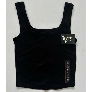Art Class Girls XL 14 Ribbed Tank Top Black Square Neck Cropped Sleeveless Shirt